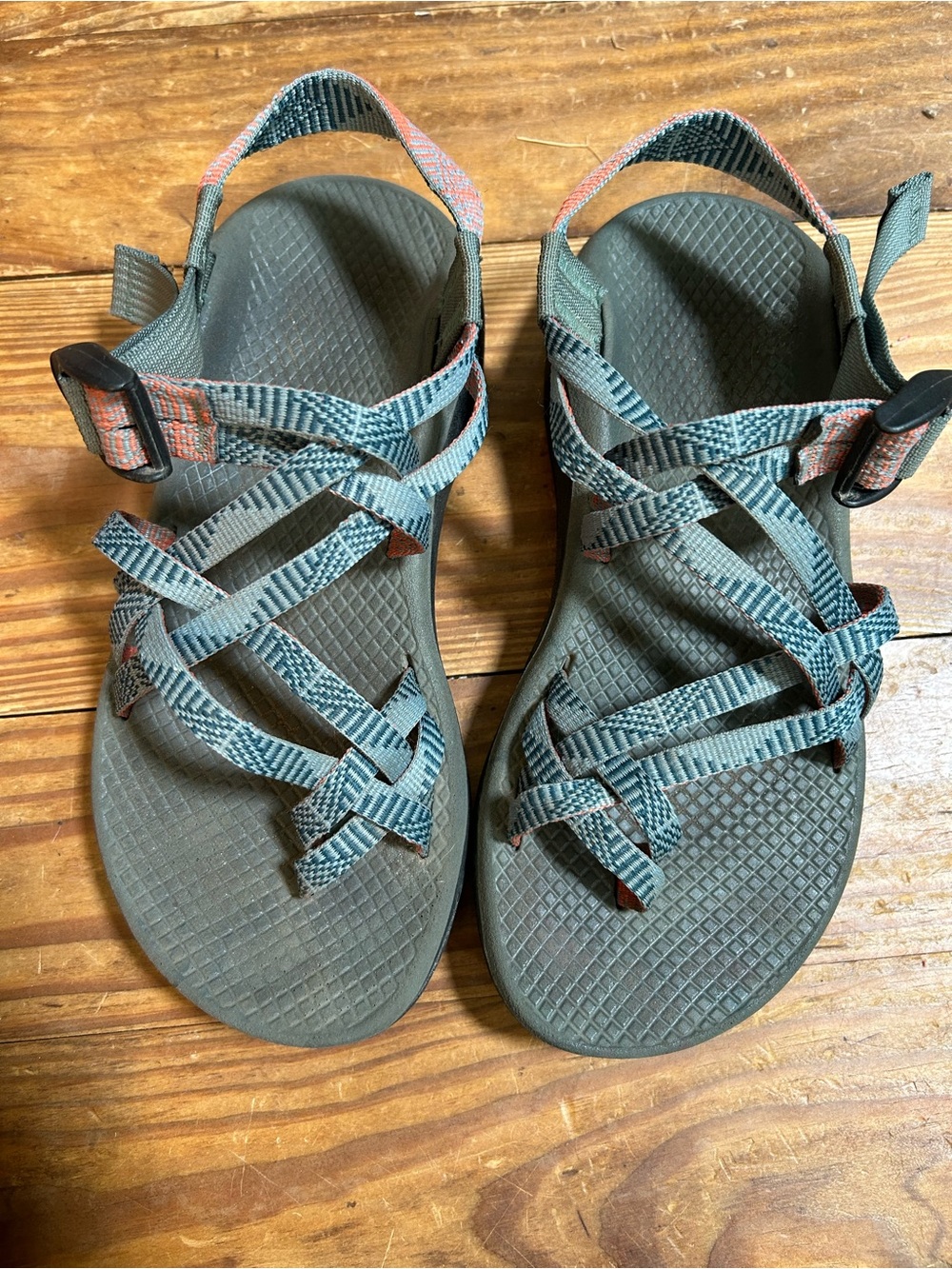 Chaco Women's Teal and Coral Strappy Sandals